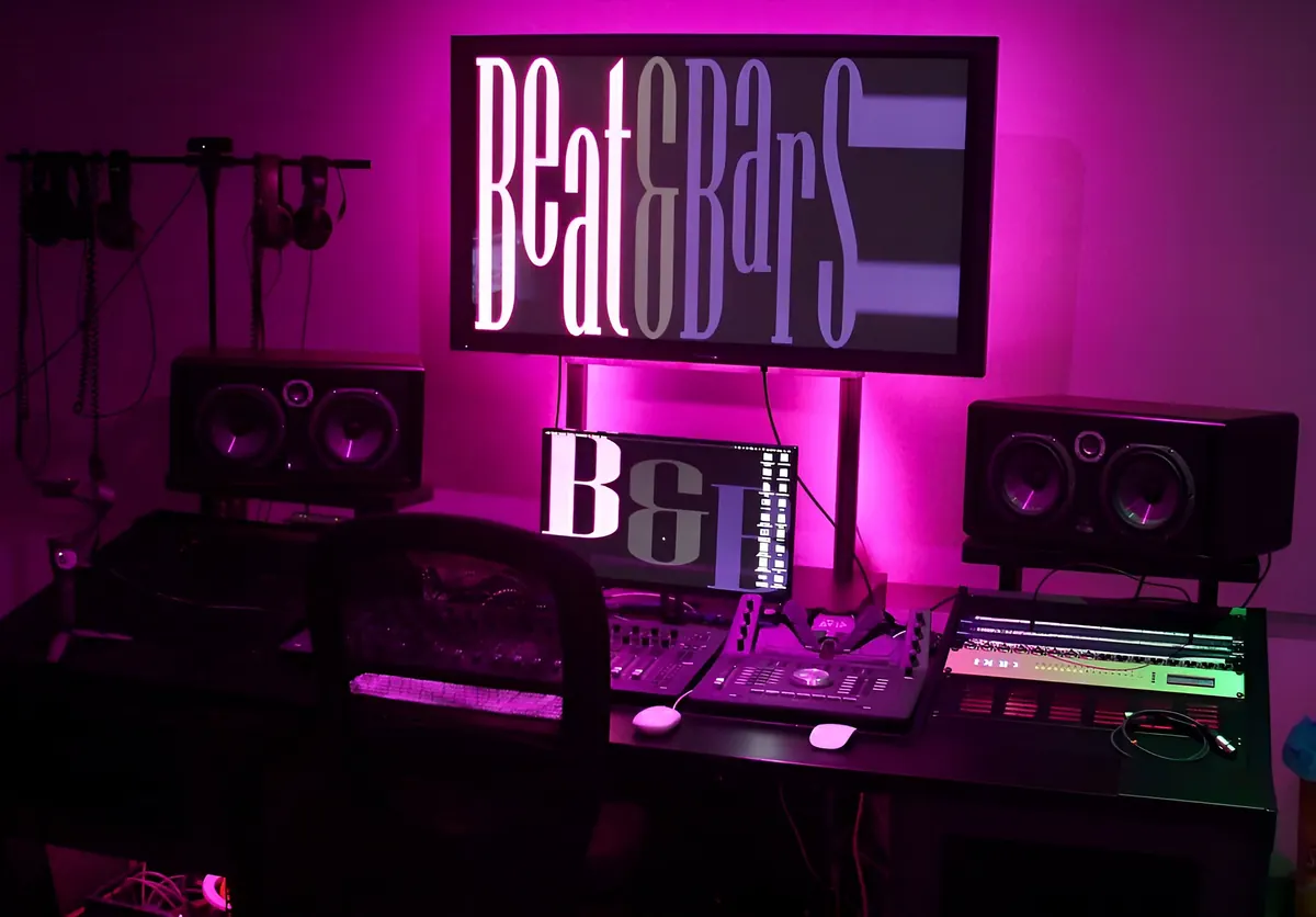 Control de audio con monitores y mesas del estudio de Beat&Bars